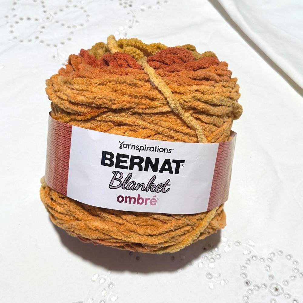 Bernat Orange Crush Ombre Blanket Yarn Super Bulky Chenille Polyester 10.5oz